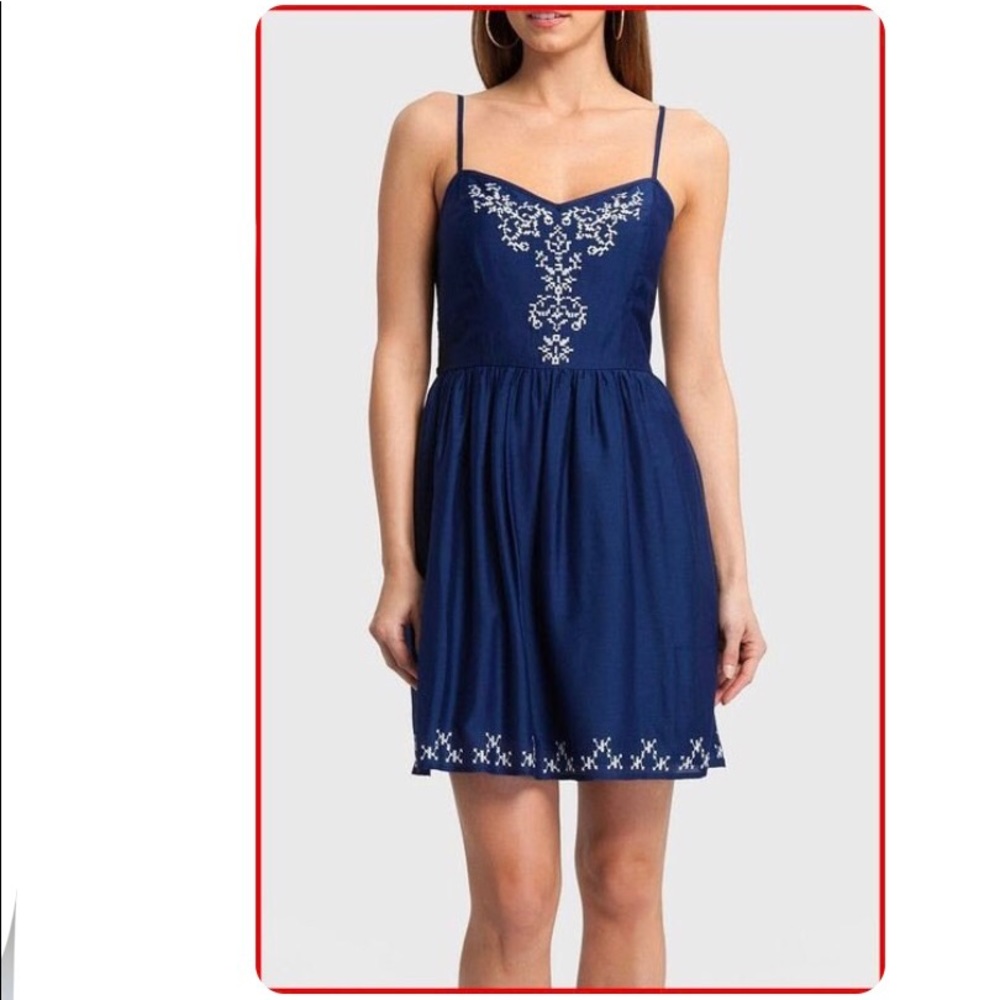 Guess by Marciano navy blue cross stitched dress